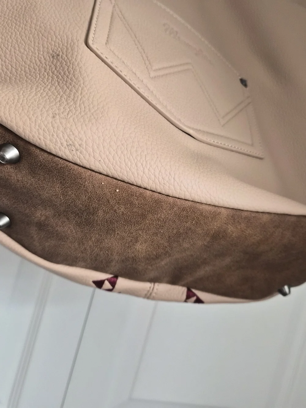 Wrangler Taupe Hobo Bag with Yellow & Burgundy Embroidery